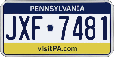 PA license plate JXF7481