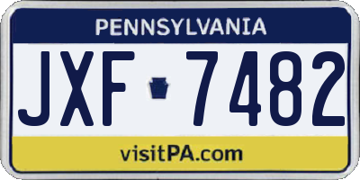 PA license plate JXF7482