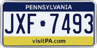 PA license plate JXF7493