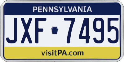 PA license plate JXF7495