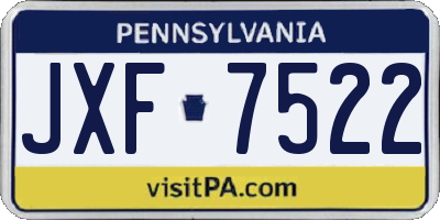 PA license plate JXF7522