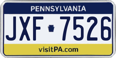 PA license plate JXF7526