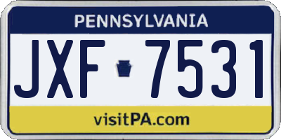 PA license plate JXF7531