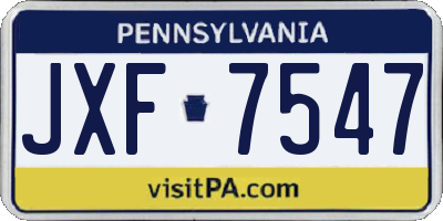 PA license plate JXF7547