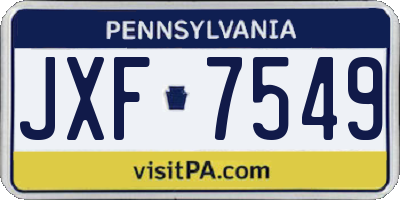 PA license plate JXF7549