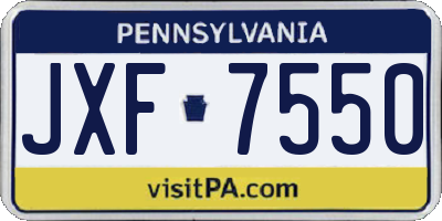 PA license plate JXF7550