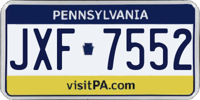 PA license plate JXF7552