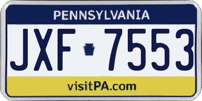 PA license plate JXF7553