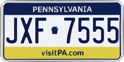 PA license plate JXF7555