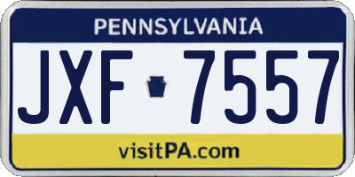 PA license plate JXF7557