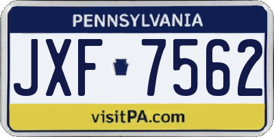 PA license plate JXF7562
