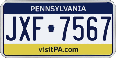 PA license plate JXF7567