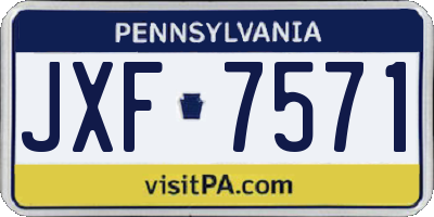 PA license plate JXF7571