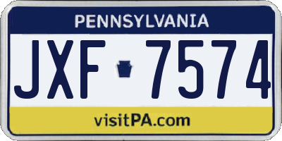 PA license plate JXF7574