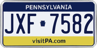 PA license plate JXF7582