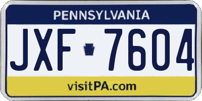 PA license plate JXF7604