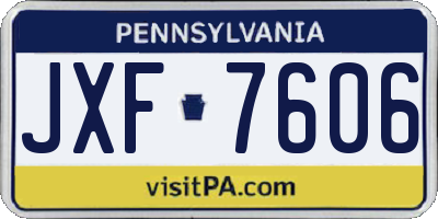 PA license plate JXF7606