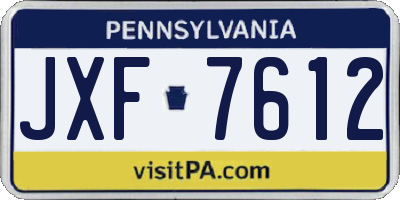 PA license plate JXF7612