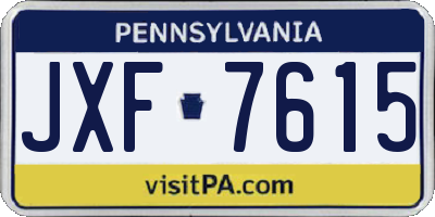 PA license plate JXF7615