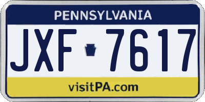 PA license plate JXF7617