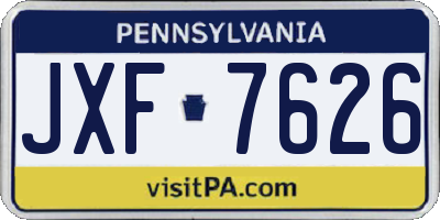 PA license plate JXF7626