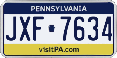 PA license plate JXF7634