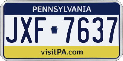 PA license plate JXF7637