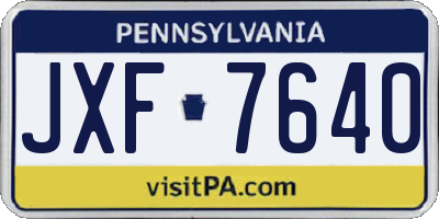 PA license plate JXF7640