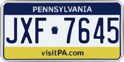 PA license plate JXF7645