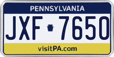 PA license plate JXF7650