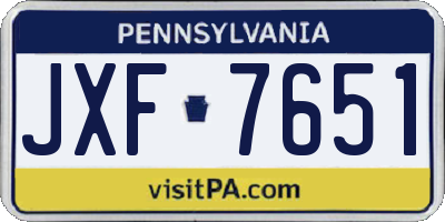 PA license plate JXF7651