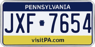 PA license plate JXF7654