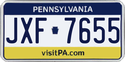 PA license plate JXF7655