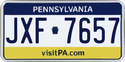 PA license plate JXF7657