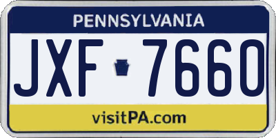 PA license plate JXF7660