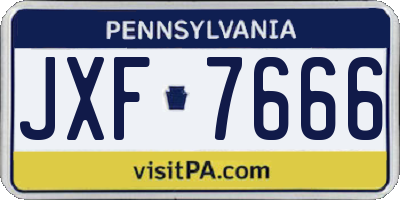 PA license plate JXF7666