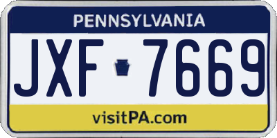 PA license plate JXF7669