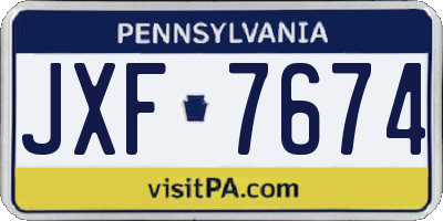 PA license plate JXF7674