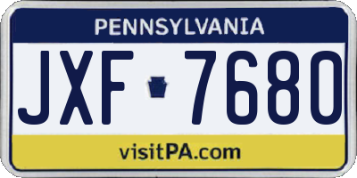 PA license plate JXF7680