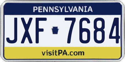 PA license plate JXF7684