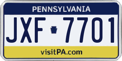 PA license plate JXF7701