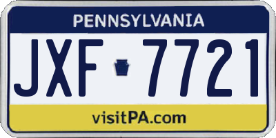 PA license plate JXF7721