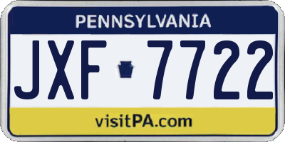 PA license plate JXF7722