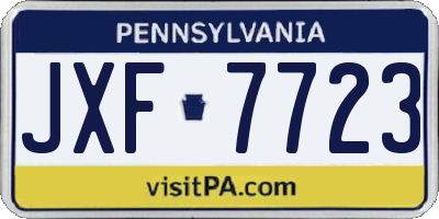 PA license plate JXF7723