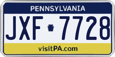 PA license plate JXF7728