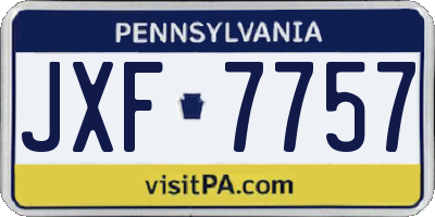 PA license plate JXF7757