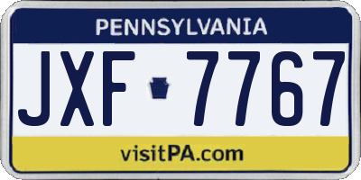 PA license plate JXF7767