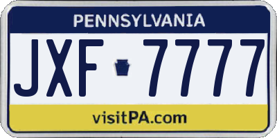PA license plate JXF7777