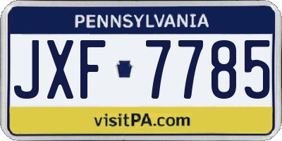 PA license plate JXF7785