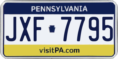 PA license plate JXF7795